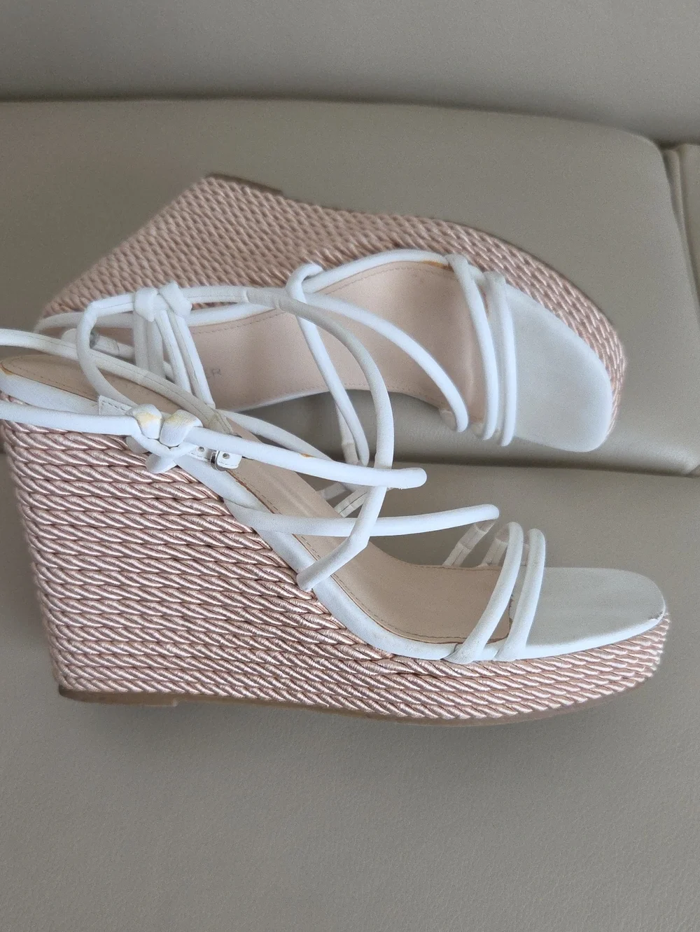 Marc Fisher White Strappy Wedge Sandals